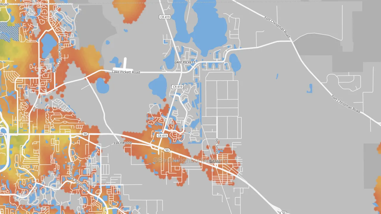 Bike Grade map of 32820, FL