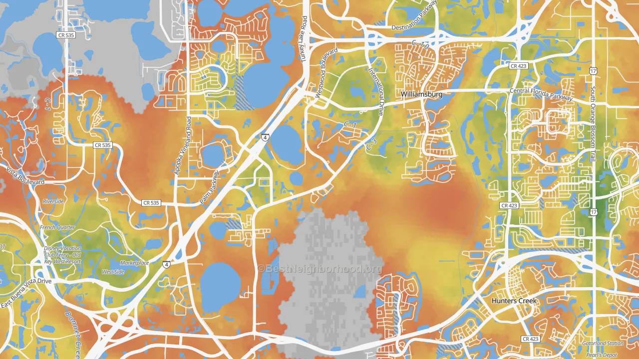 Bike Grade map of 32821, FL