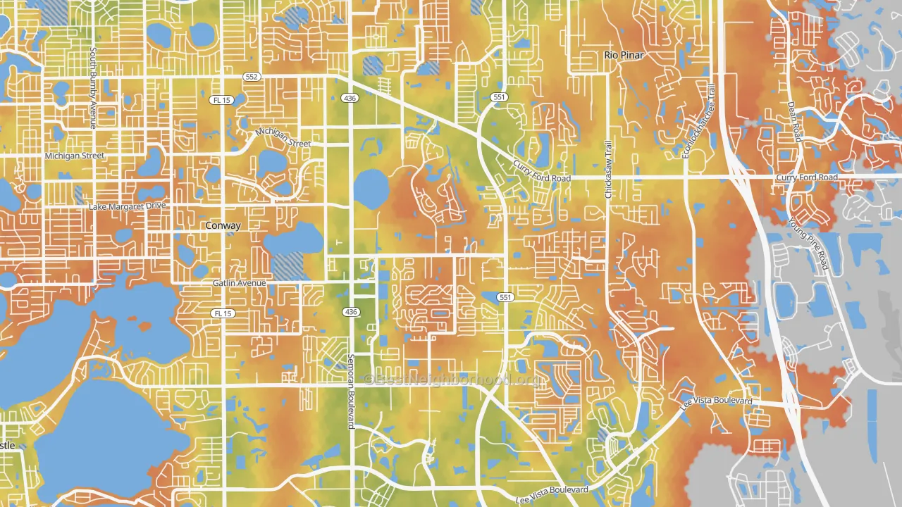 Bike Grade map of 32822, FL