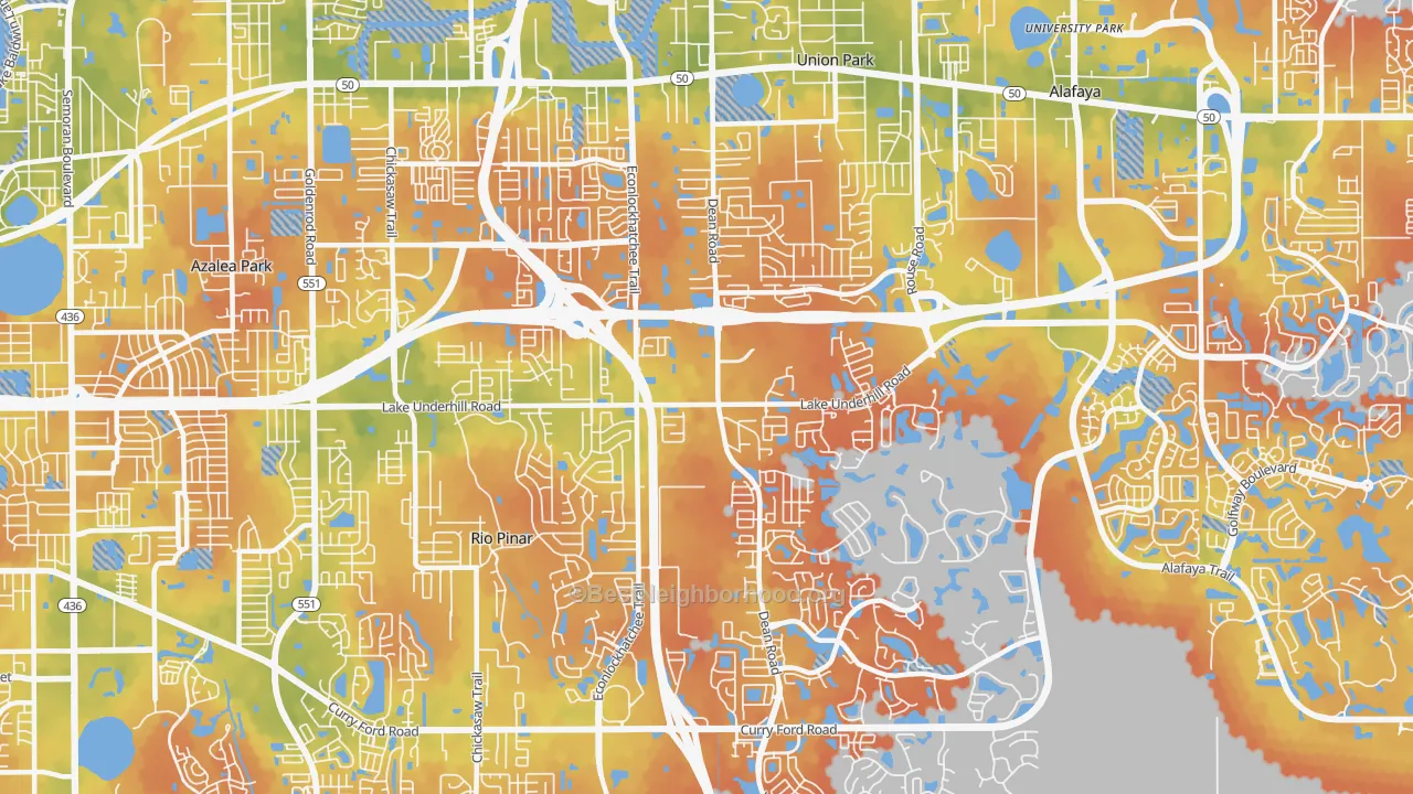 Bike Grade map of 32825, FL