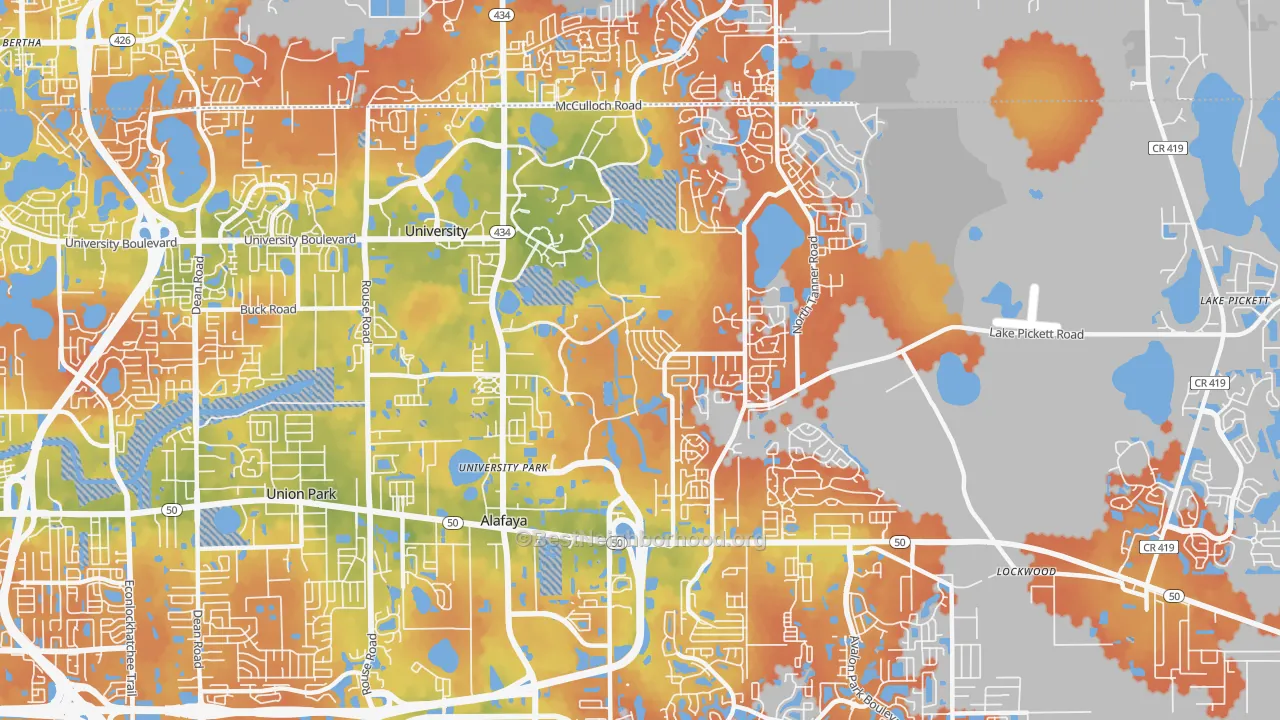 Bike Grade map of 32826, FL
