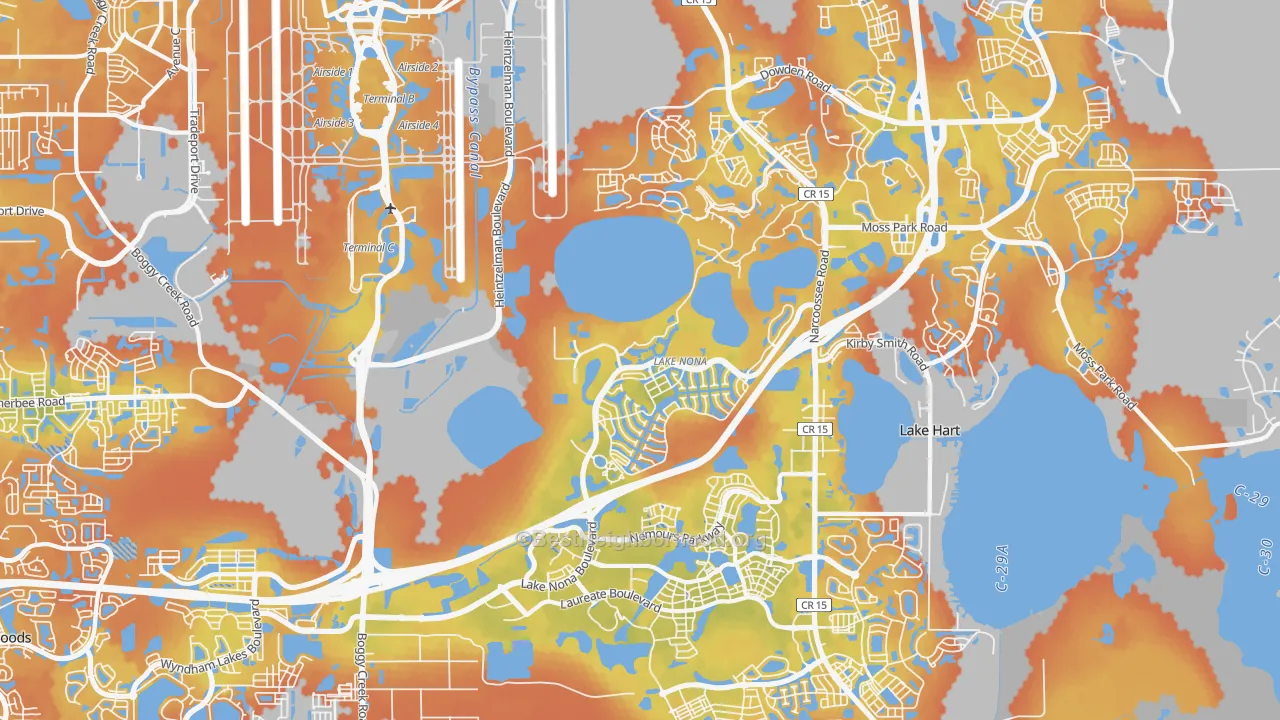 Bike Grade map of 32827, FL
