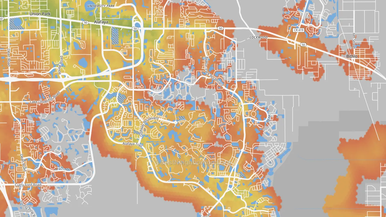 Bike Grade map of 32828, FL
