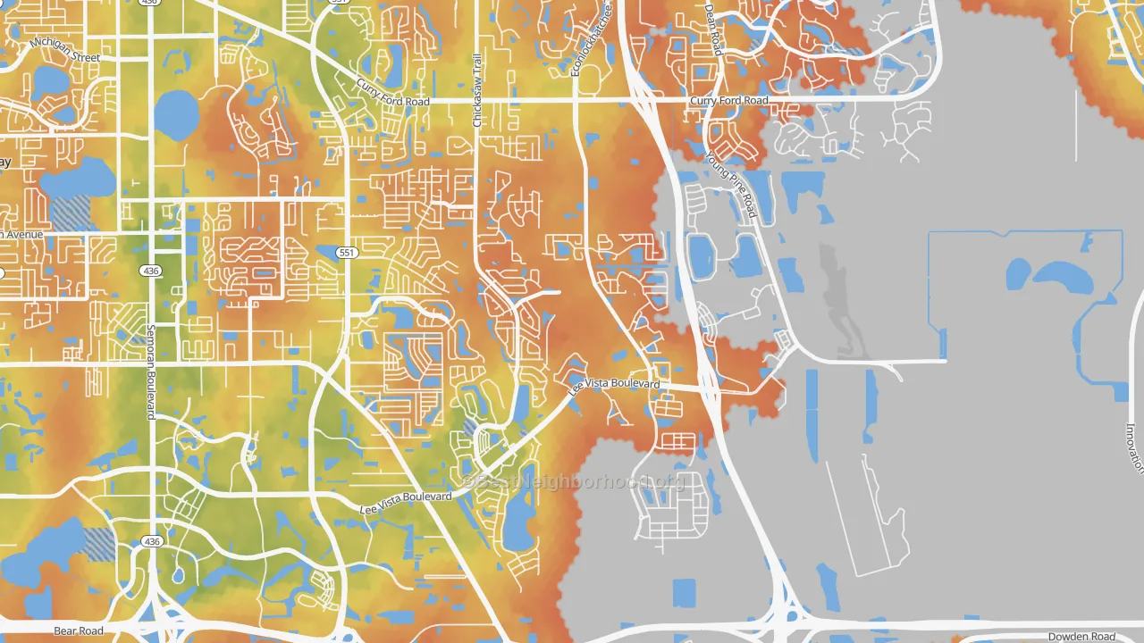 Bike Grade map of 32829, FL