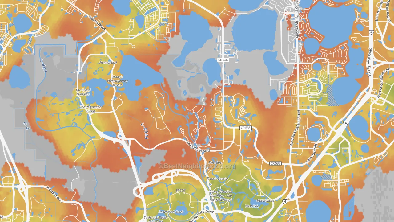 Bike Grade map of 32830, FL