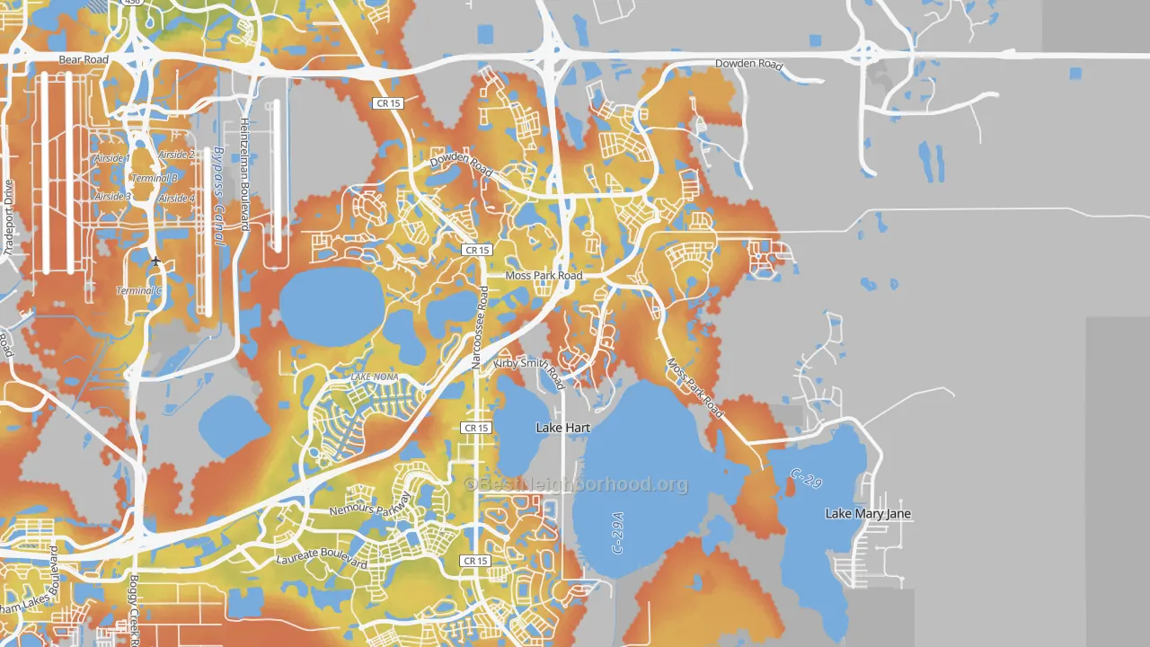 Bike Grade map of 32832, FL