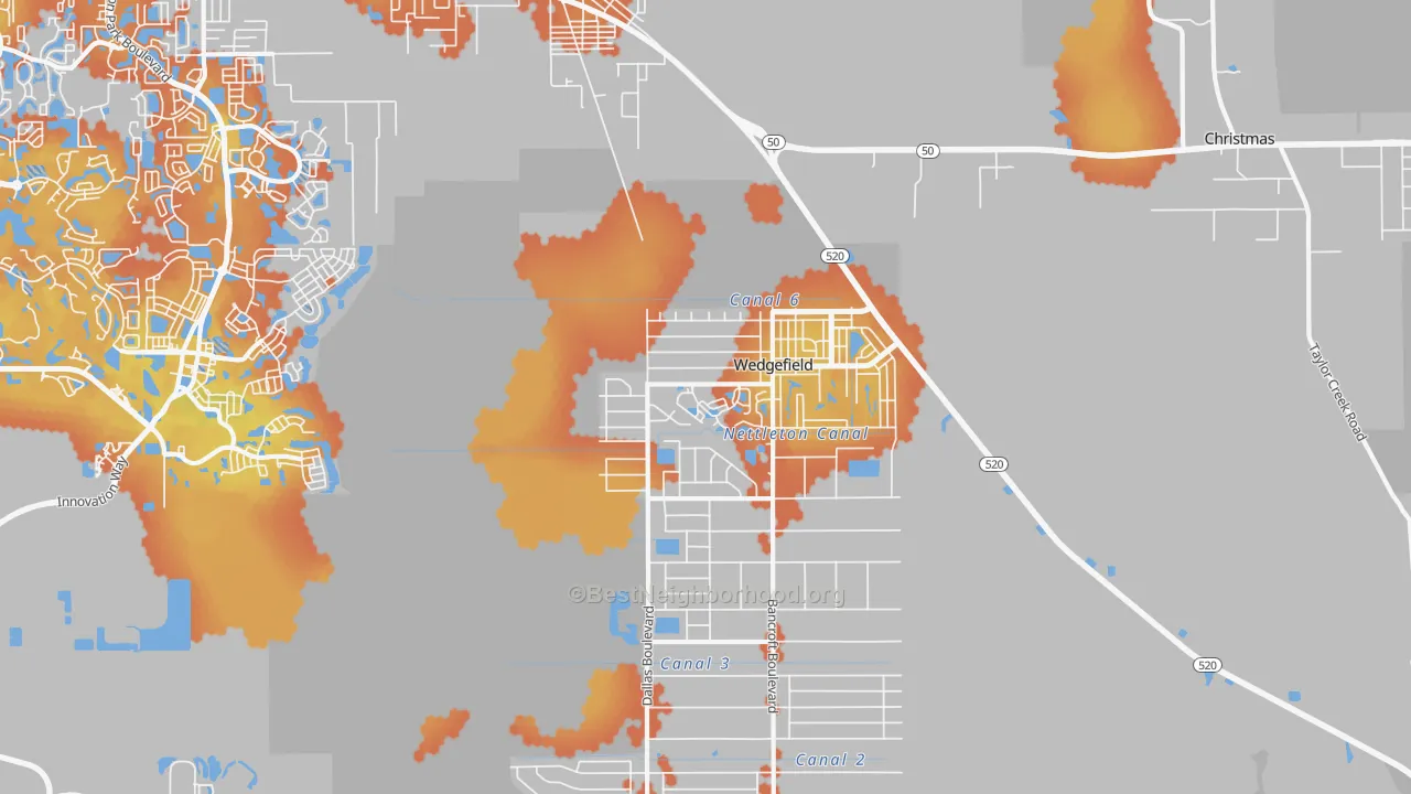 Bike Grade map of 32833, FL