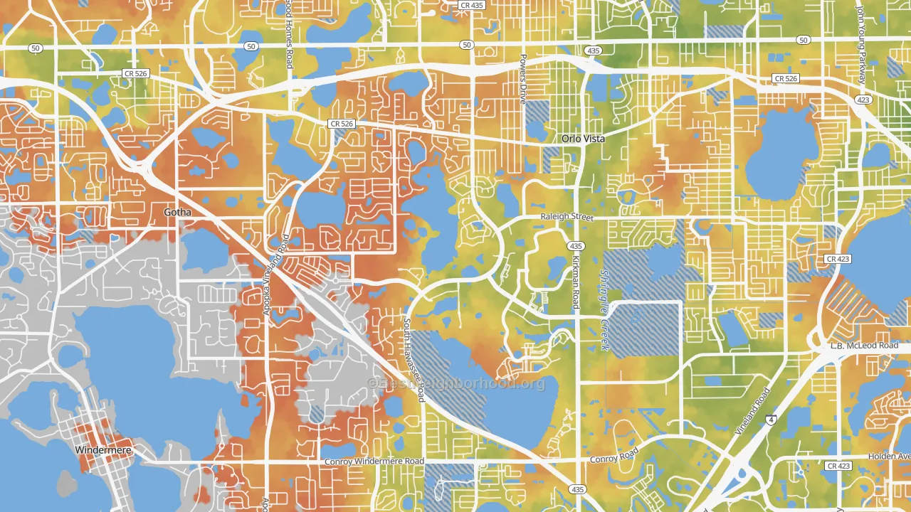 Bike Grade map of 32835, FL