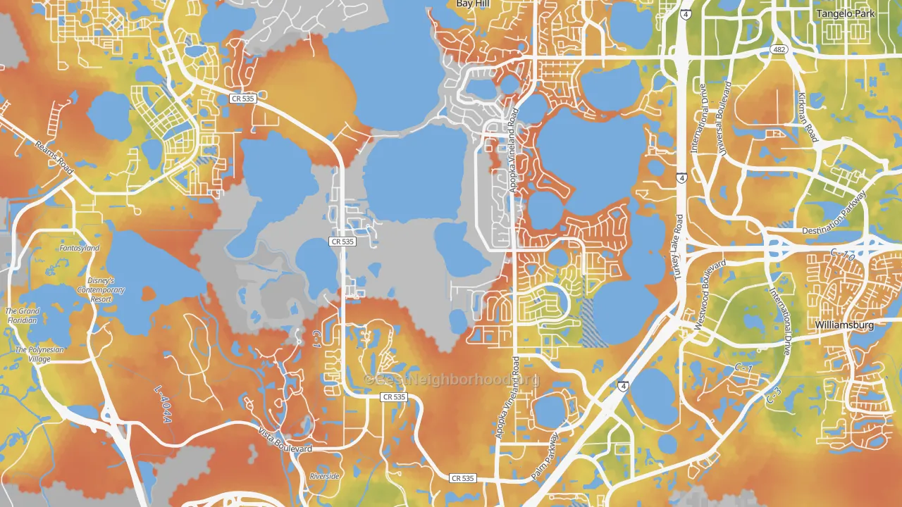 Bike Grade map of 32836, FL