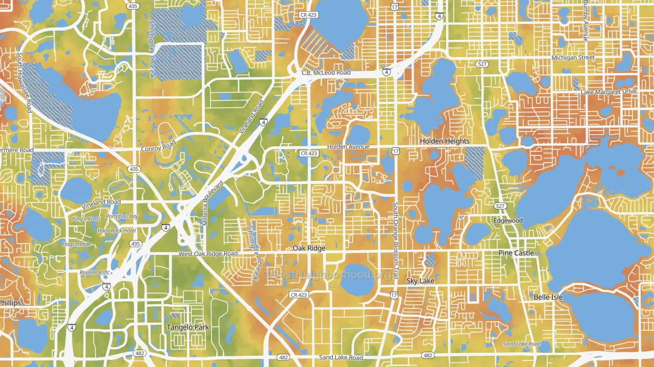 Bike Grade map of 32839, FL