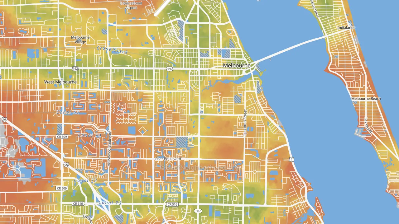 Bike Grade map of 32901, FL