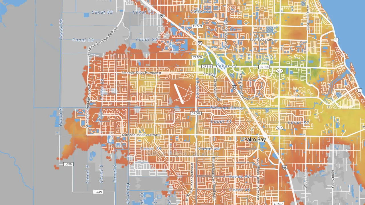 Bike Grade map of 32907, FL
