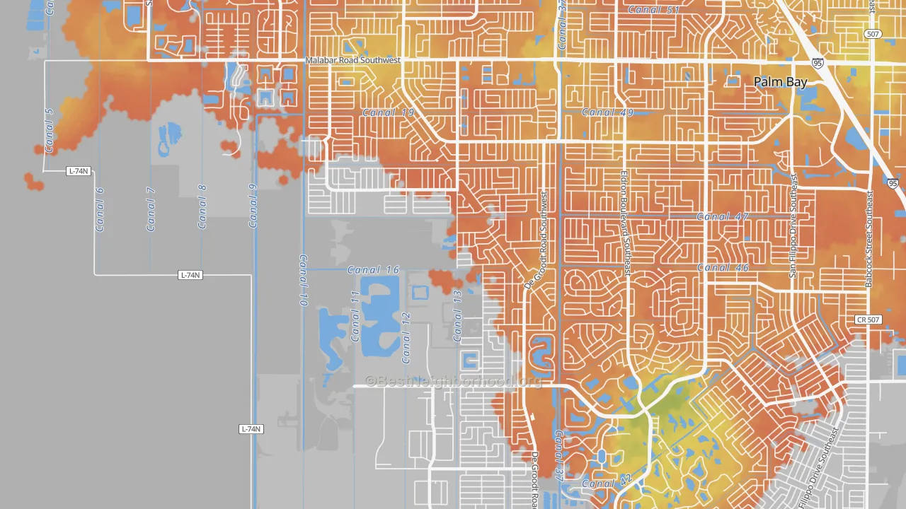 Bike Grade map of 32908, FL