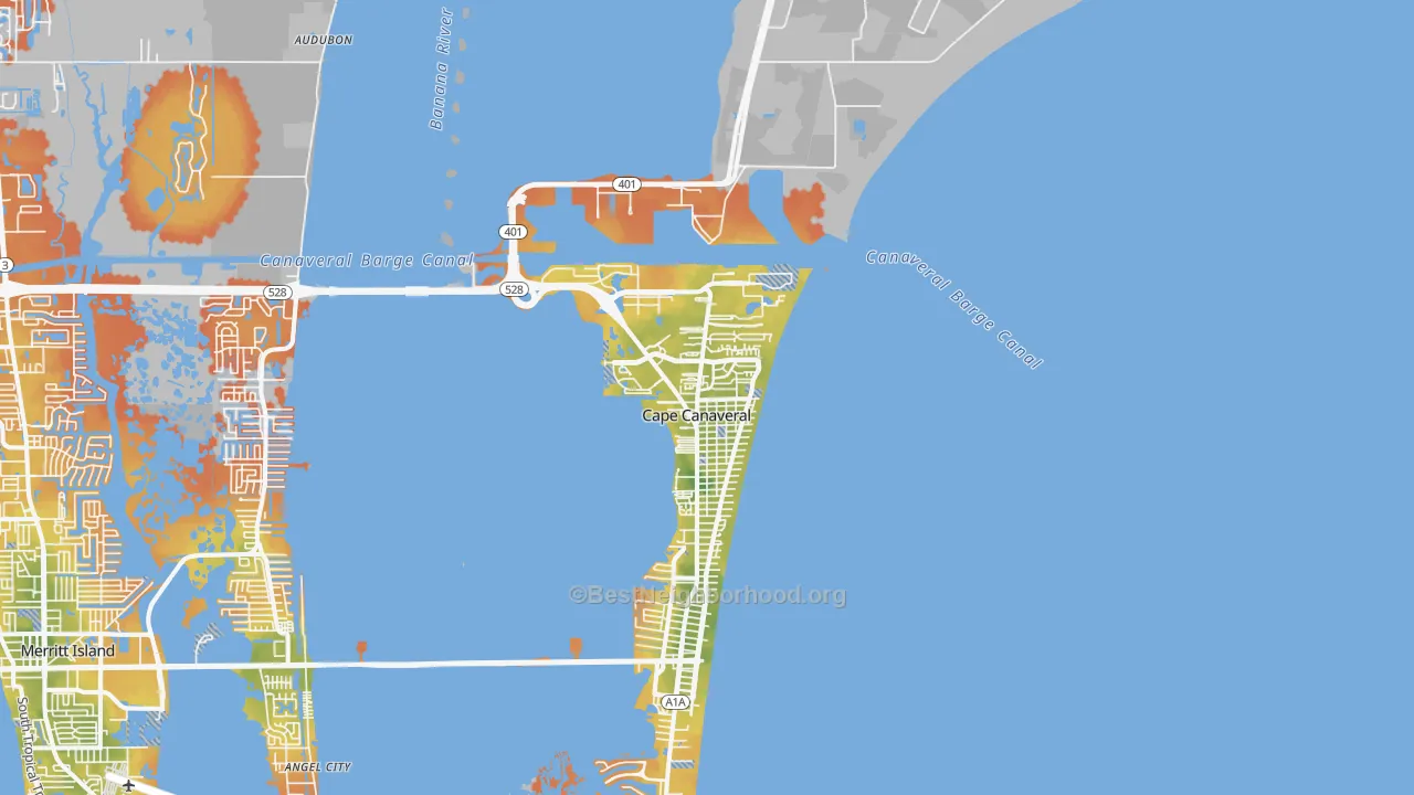 Bike Grade map of 32920, FL