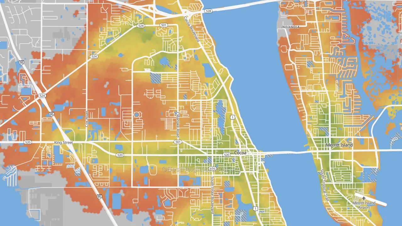 Bike Grade map of 32922, FL