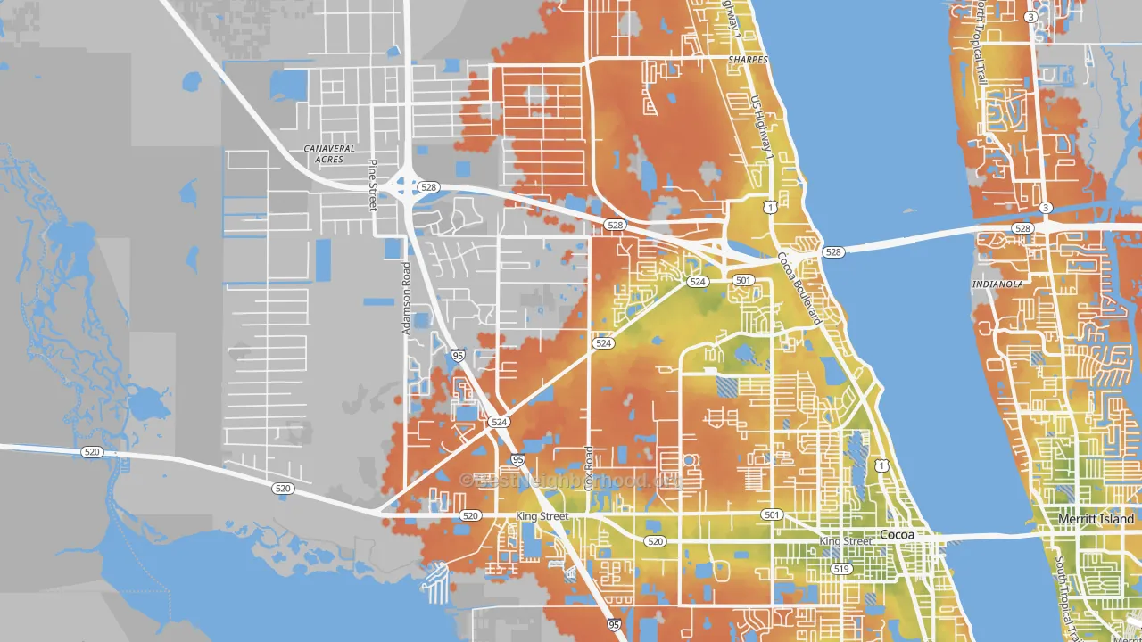 Bike Grade map of 32926, FL