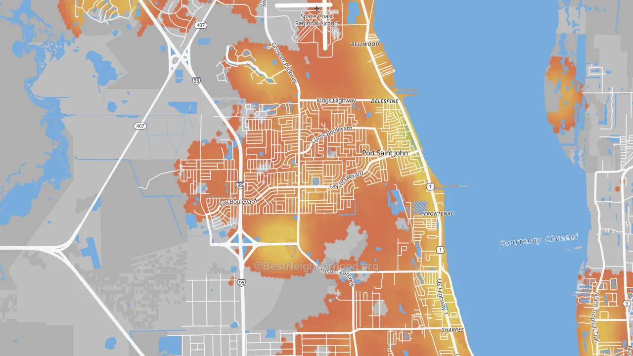 Bike Grade map of 32927, FL