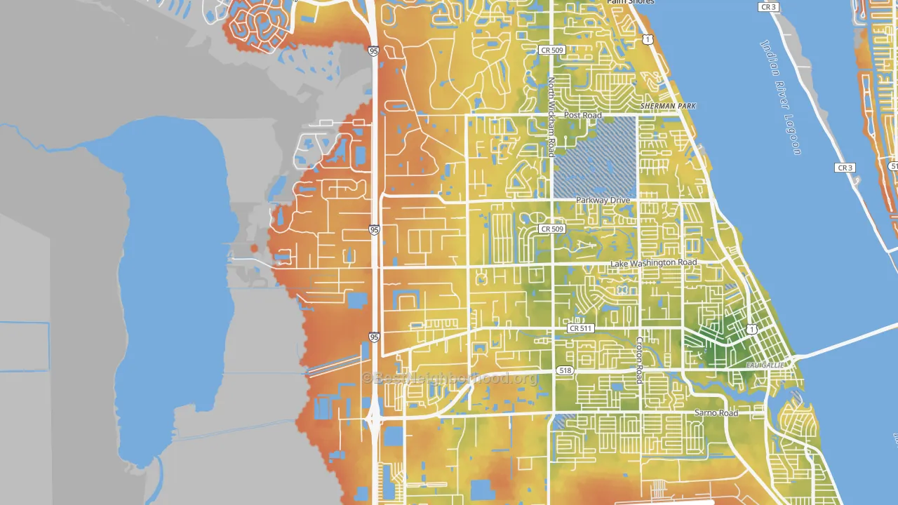 Bike Grade map of 32934, FL