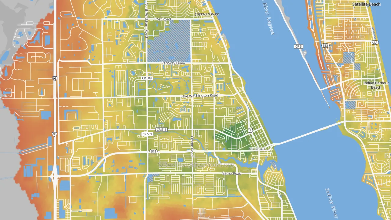 Bike Grade map of 32935, FL