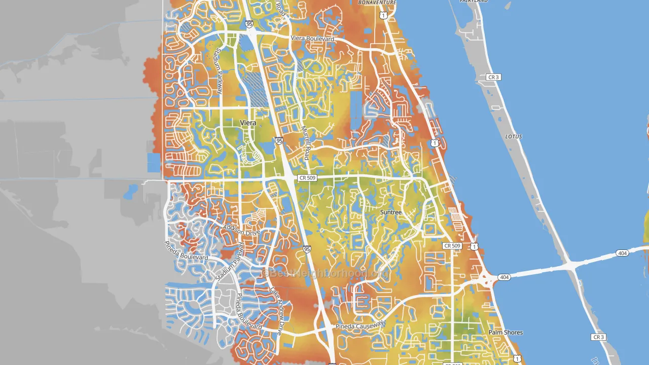 Bike Grade map of 32940, FL