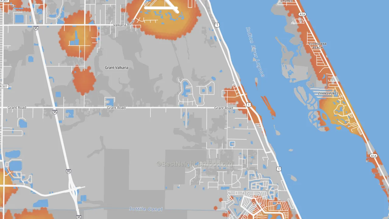 Bike Grade map of 32949, FL