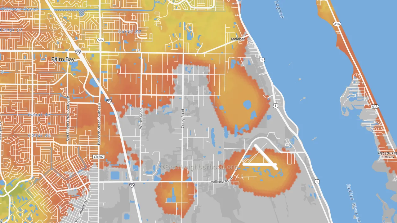 Bike Grade map of 32950, FL