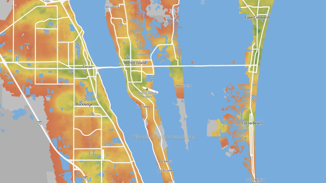 Bike Grade map of 32952, FL