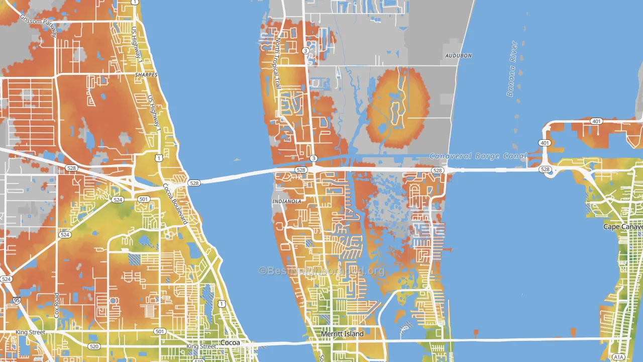 Bike Grade map of 32953, FL