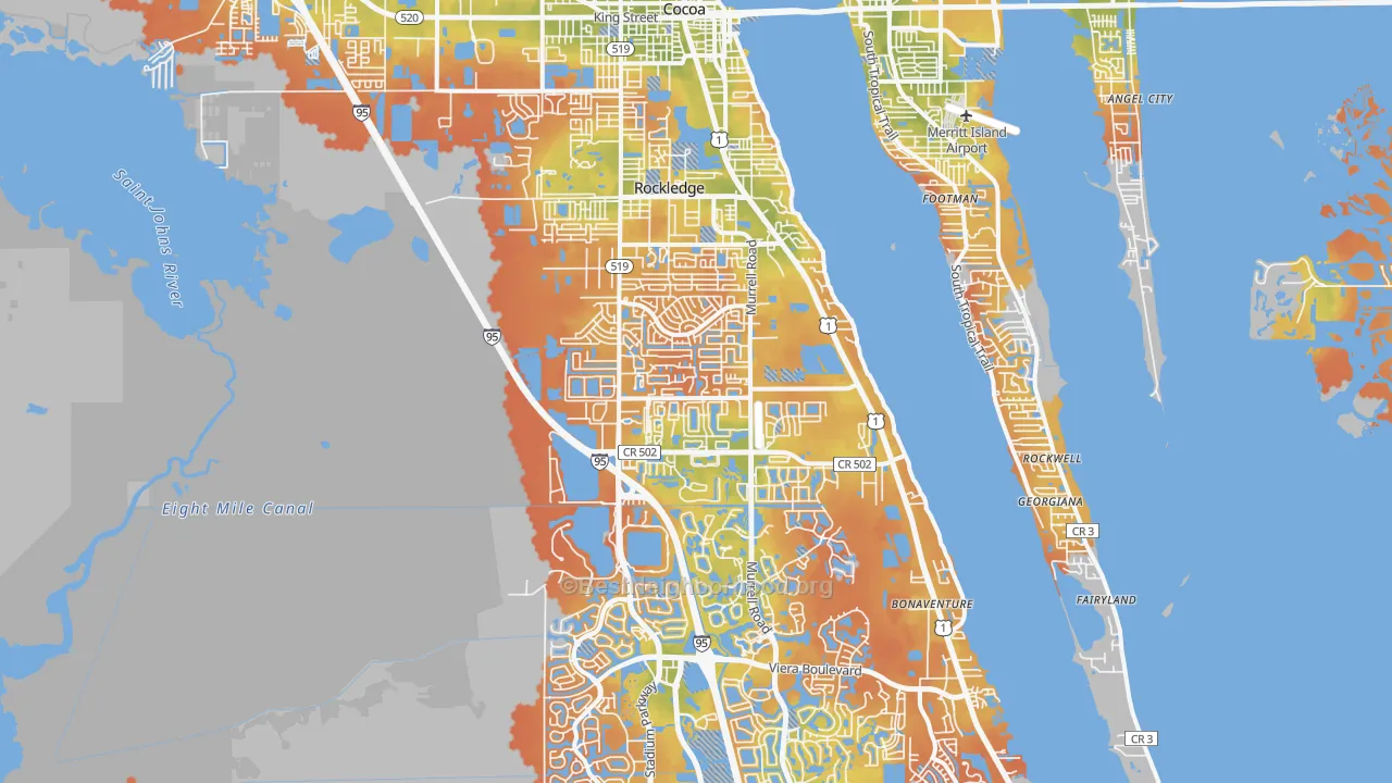 Bike Grade map of 32955, FL