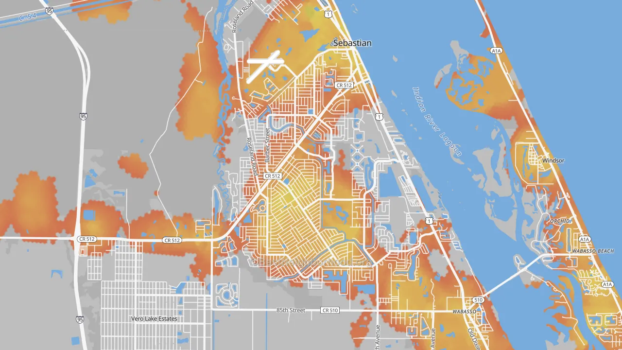Bike Grade map of 32958, FL