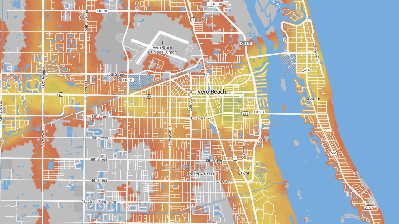 Bike Grade map of 32960, FL