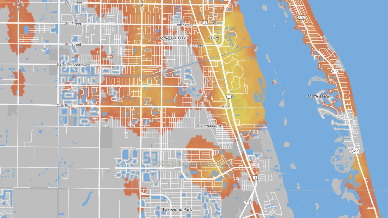 Bike Grade map of 32962, FL