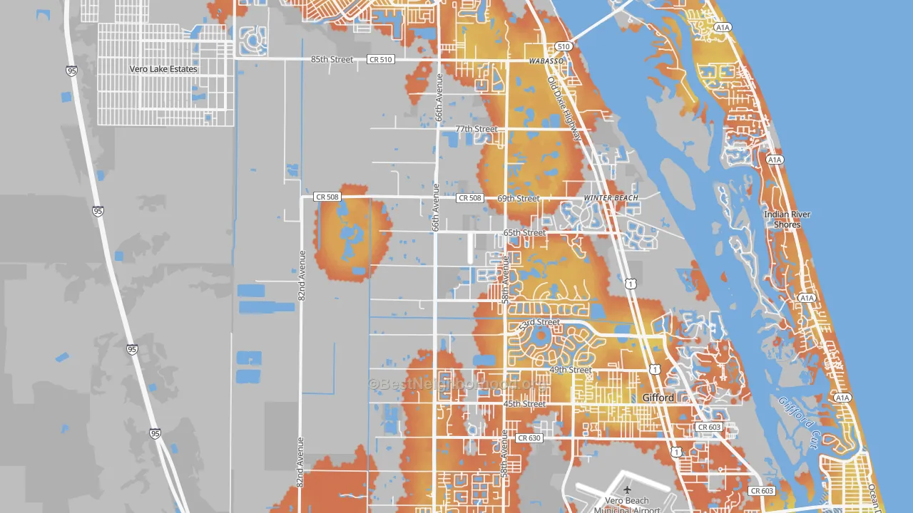 Bike Grade map of 32967, FL