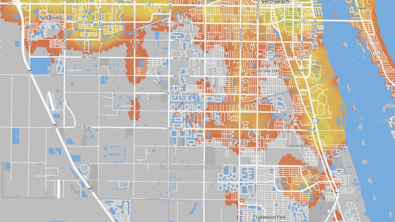 Bike Grade map of 32968, FL