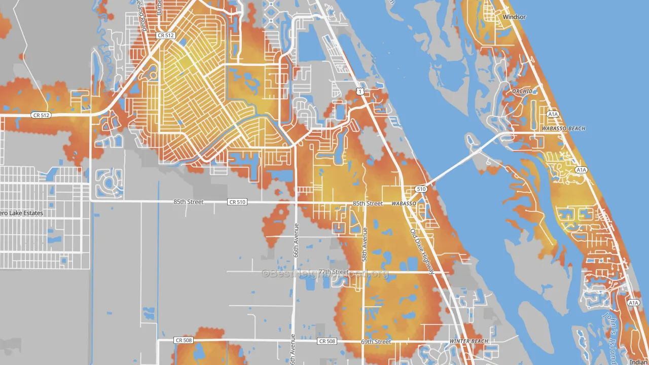 Bike Grade map of 32970, FL