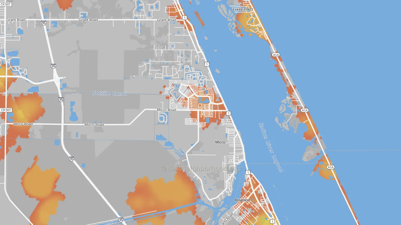 Bike Grade map of 32976, FL