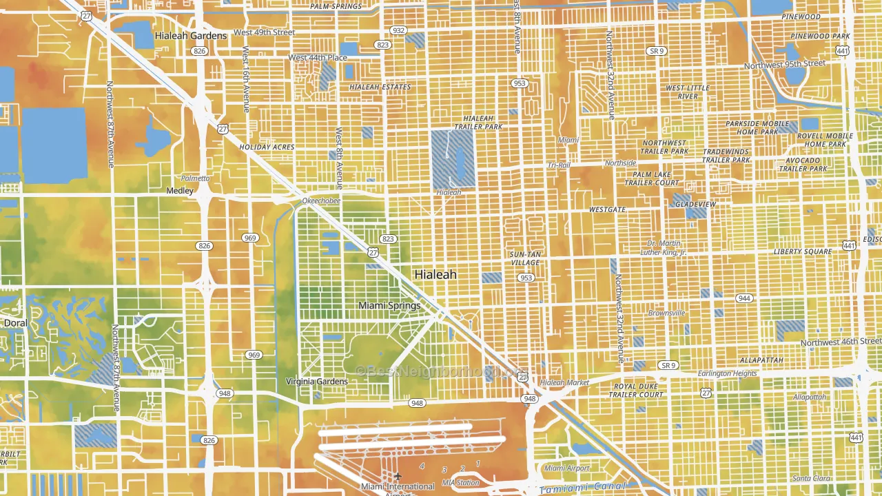 Bike Grade map of 33010, FL