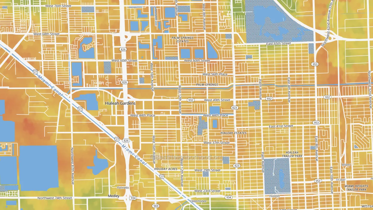 Bike Grade map of 33012, FL