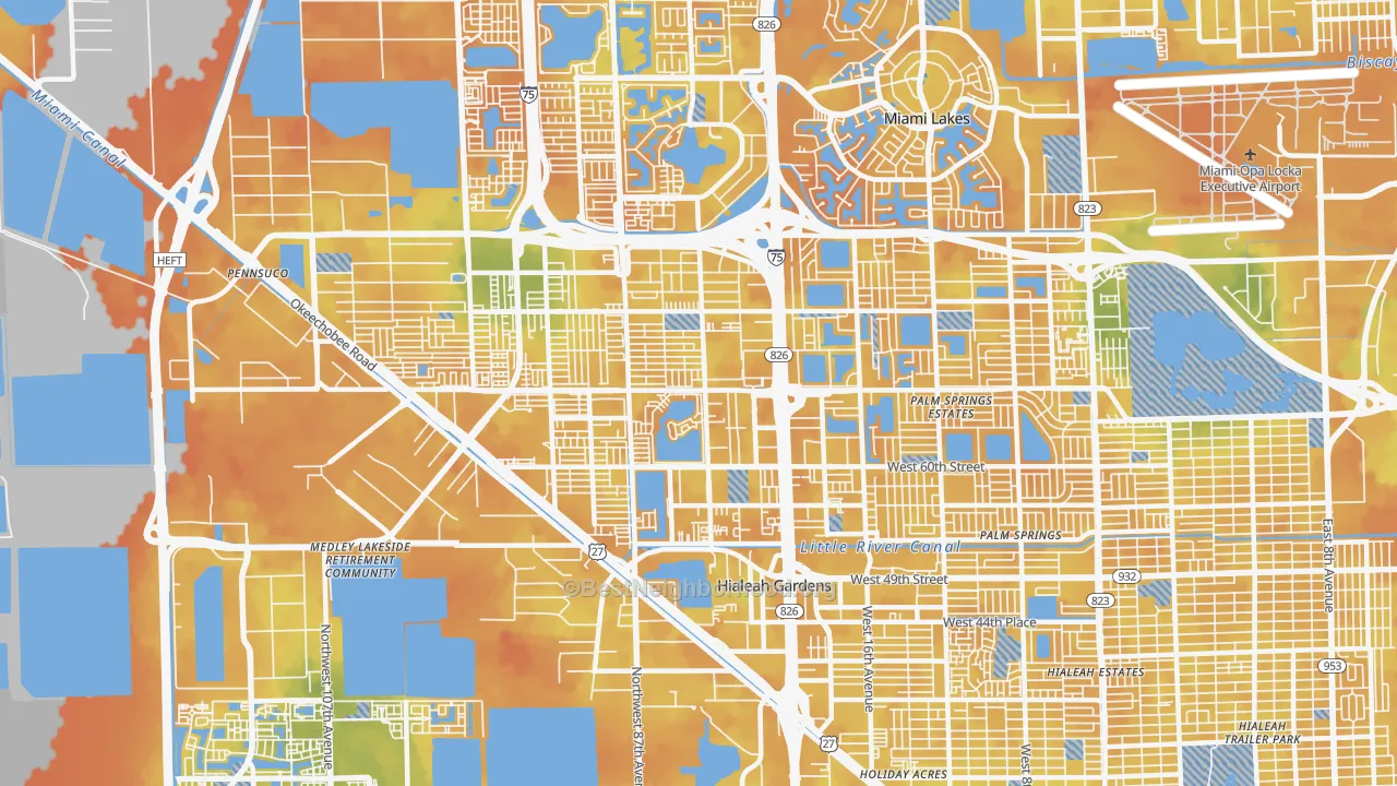 Bike Grade map of 33016, FL