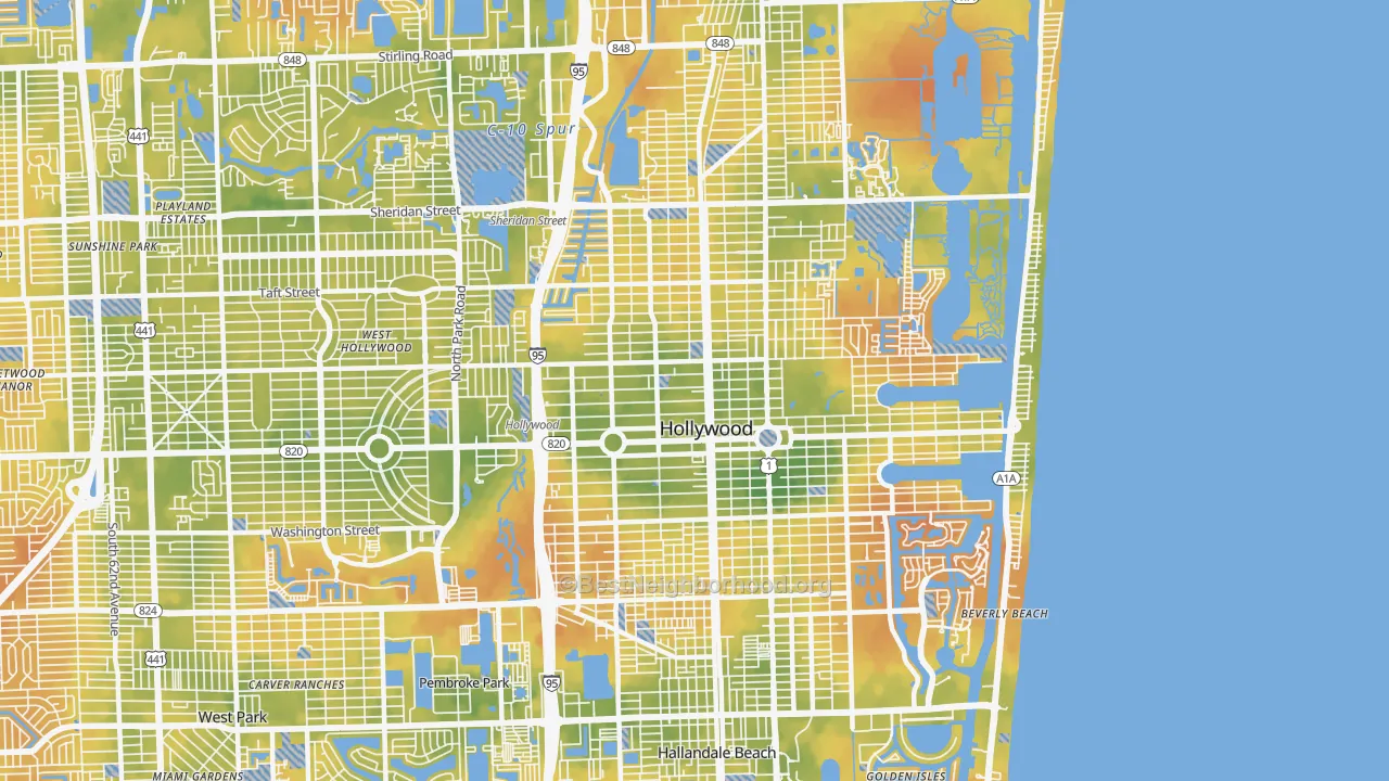 Bike Grade map of 33020, FL