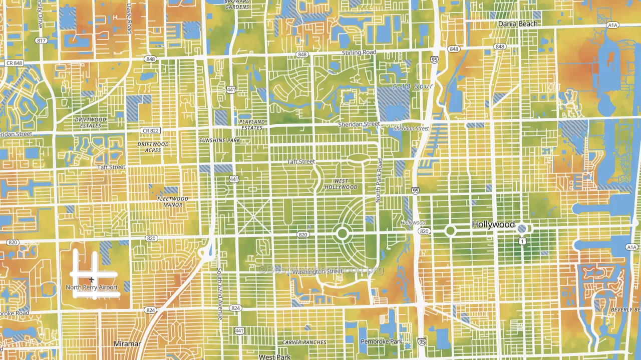 Bike Grade map of 33021, FL