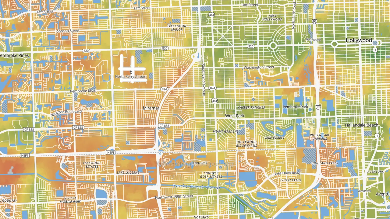 Bike Grade map of 33023, FL