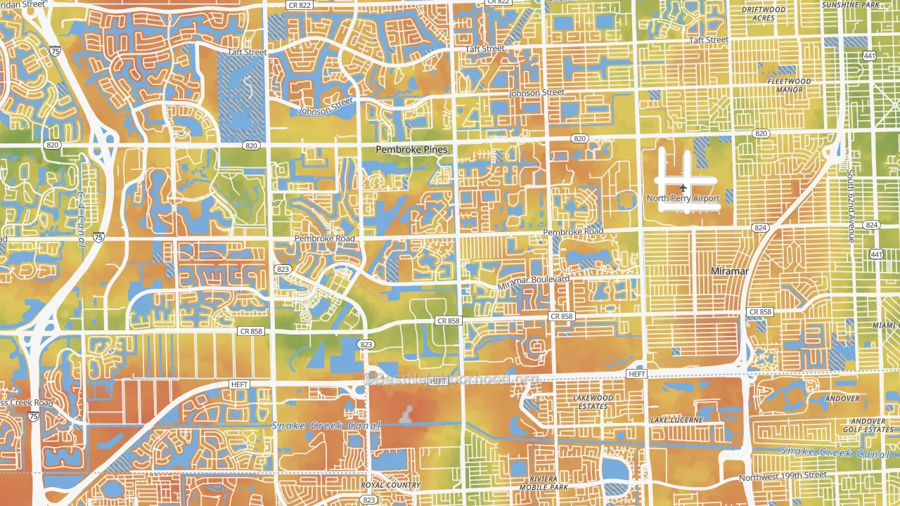 Bike Grade map of 33025, FL