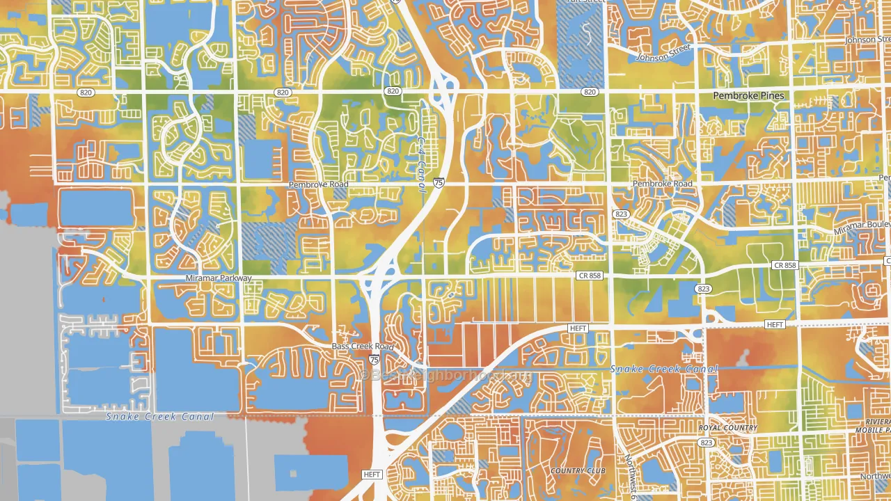 Bike Grade map of 33027, FL