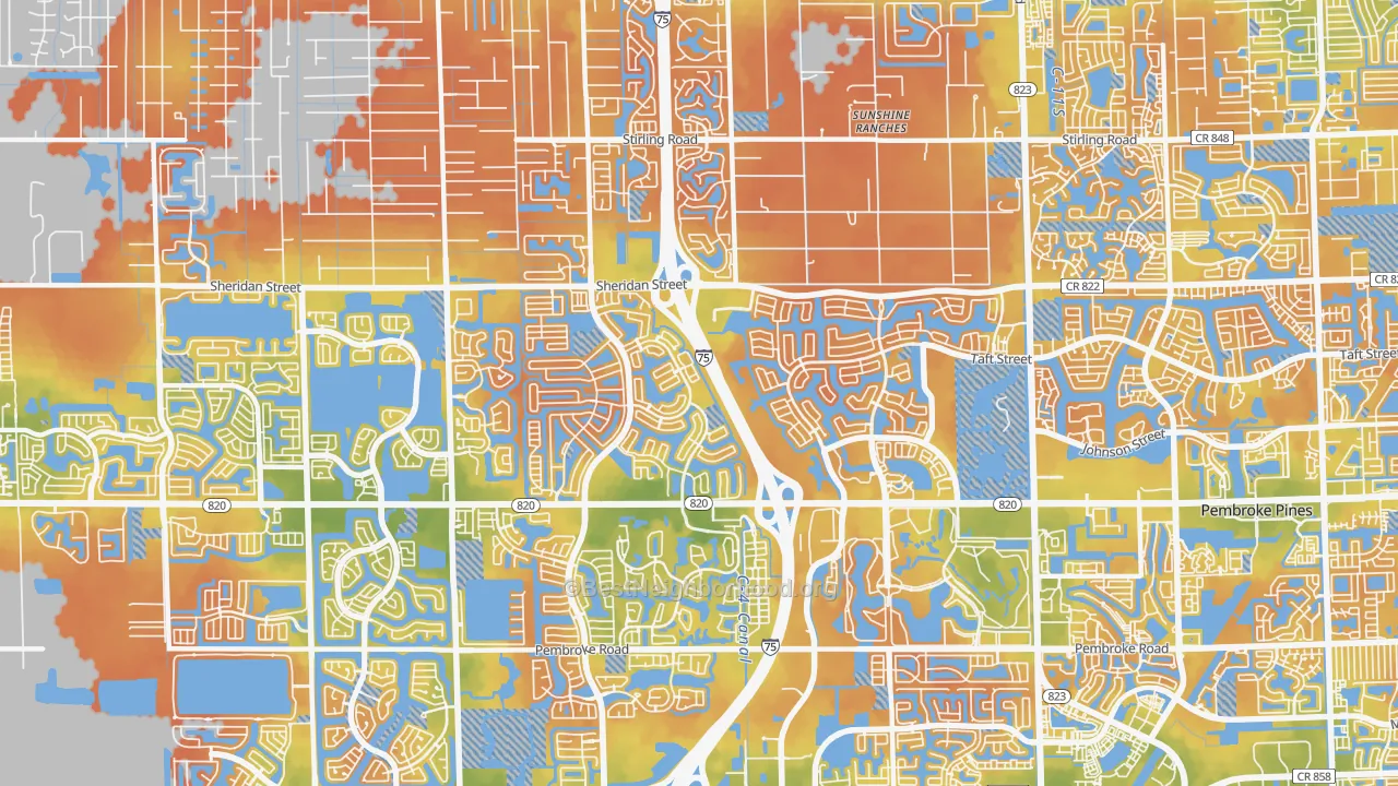 Bike Grade map of 33028, FL