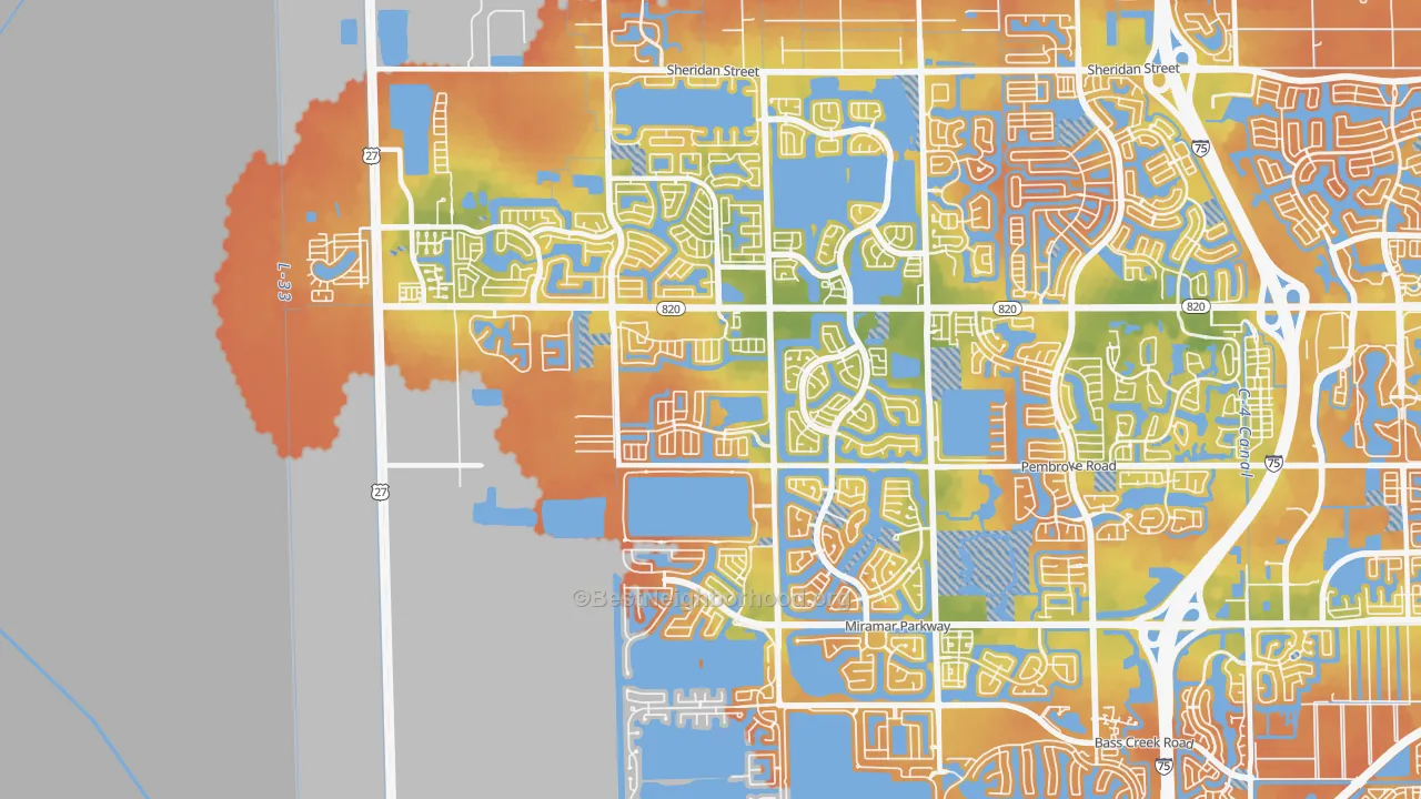 Bike Grade map of 33029, FL