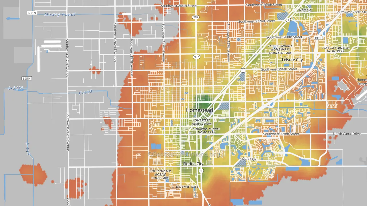 Bike Grade map of 33030, FL