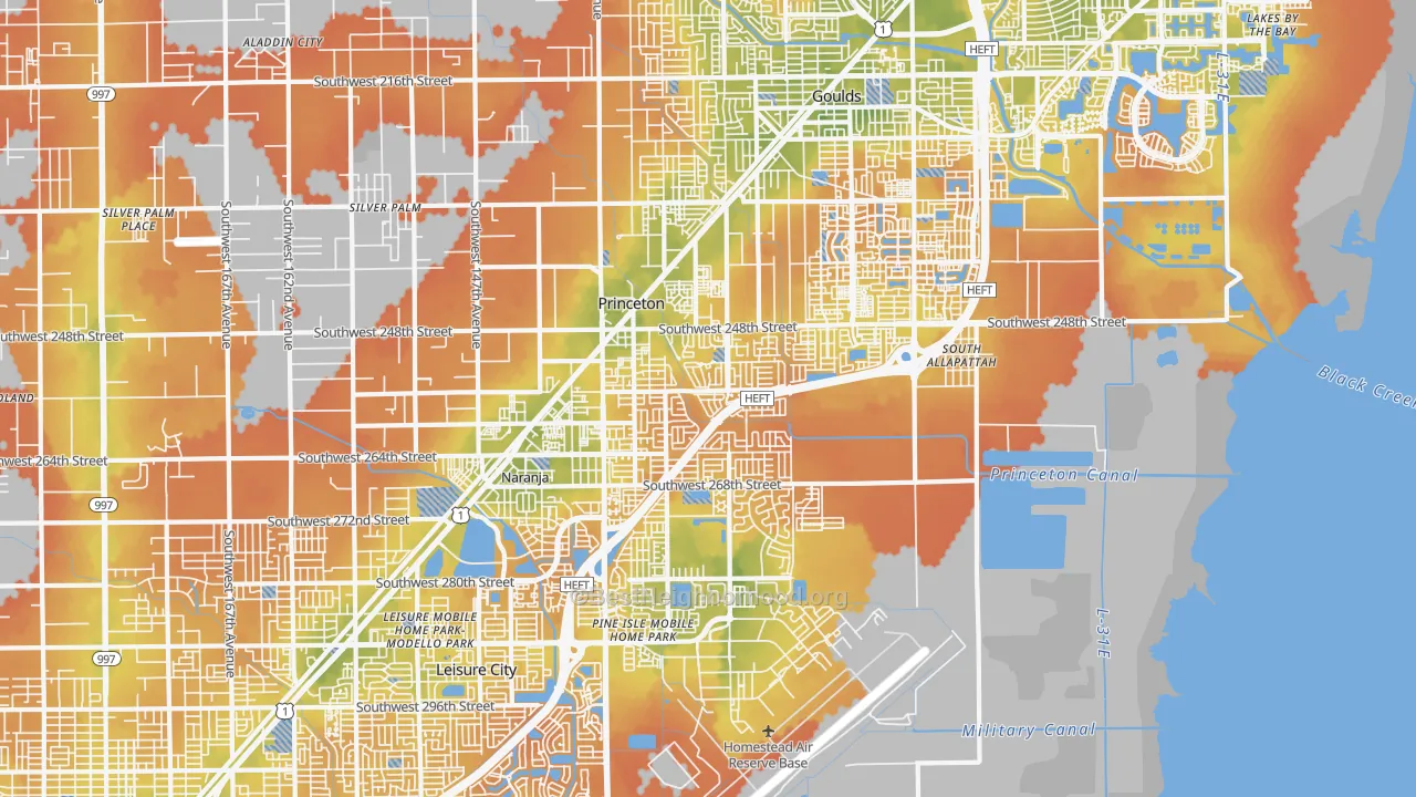 Bike Grade map of 33032, FL