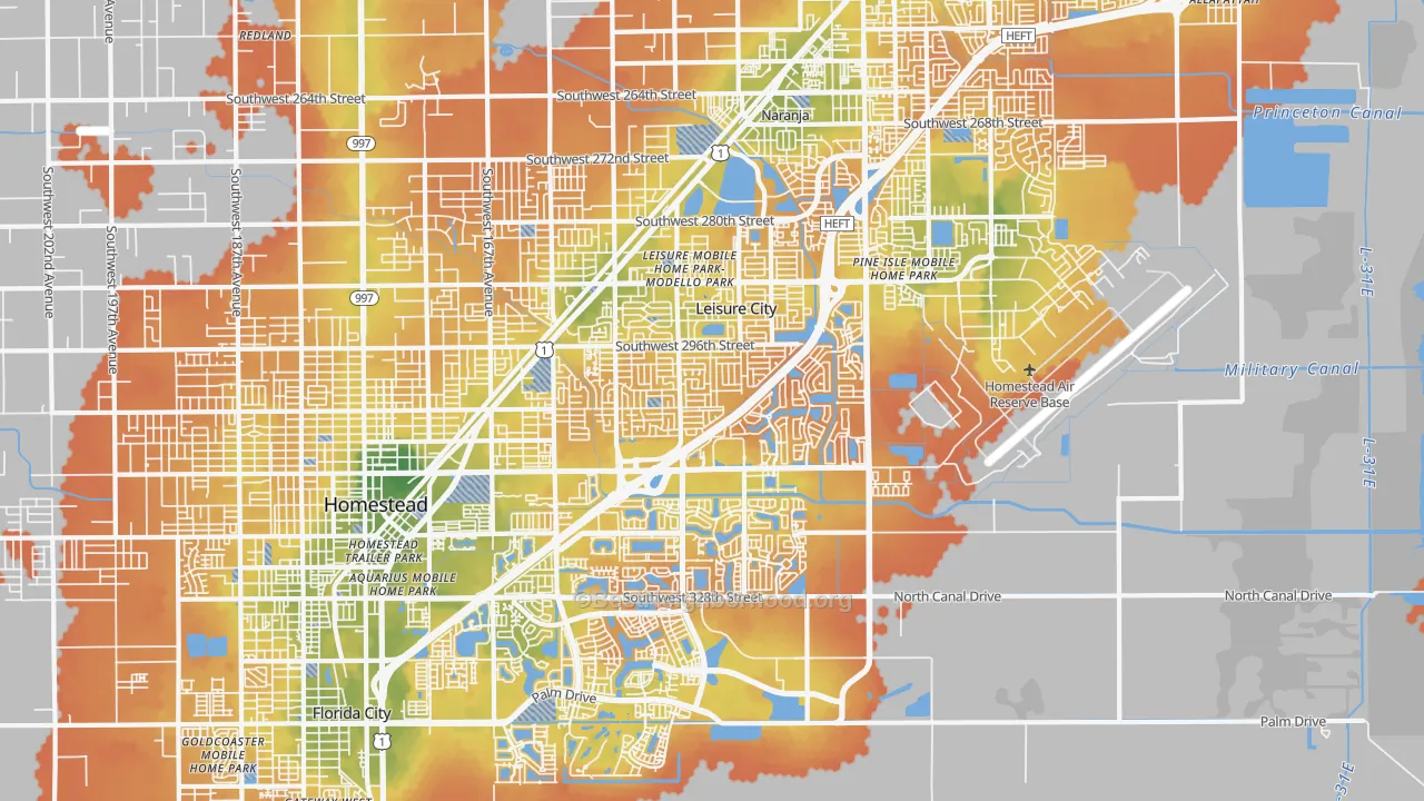 Bike Grade map of 33033, FL