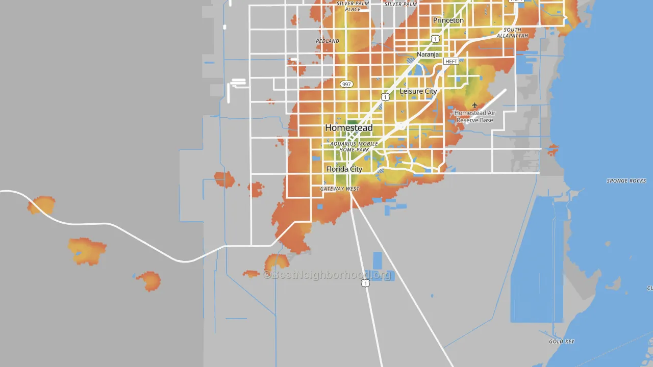 Bike Grade map of 33034, FL